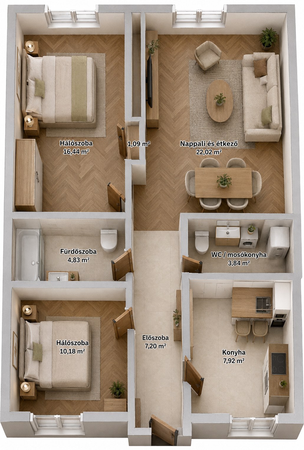 Berendezett 3D alaprajz